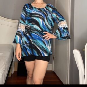 Blue patterned blouse